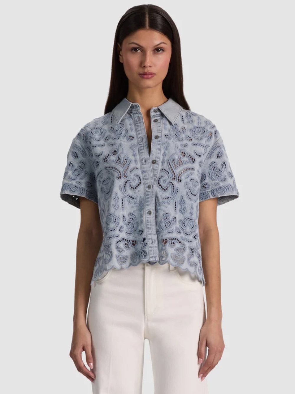 ALICE + OLIVIA LANE DENIM BUTTON DOWN